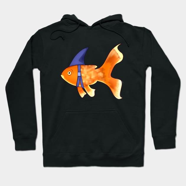 Funny Fish Brave Goldfish Pretending to be a Shark Hoodie by dukito